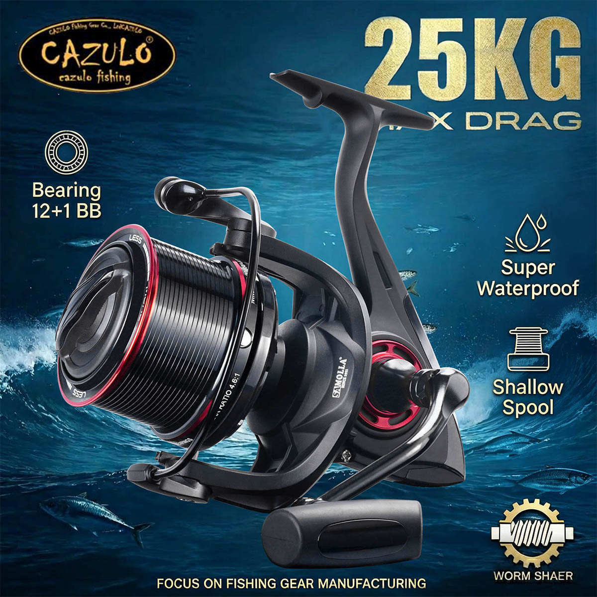 Daiwa Reel Bg - CAZULO Long-Cast-Spinnrolle für Strand- und Salzwasser-Surfangeln,