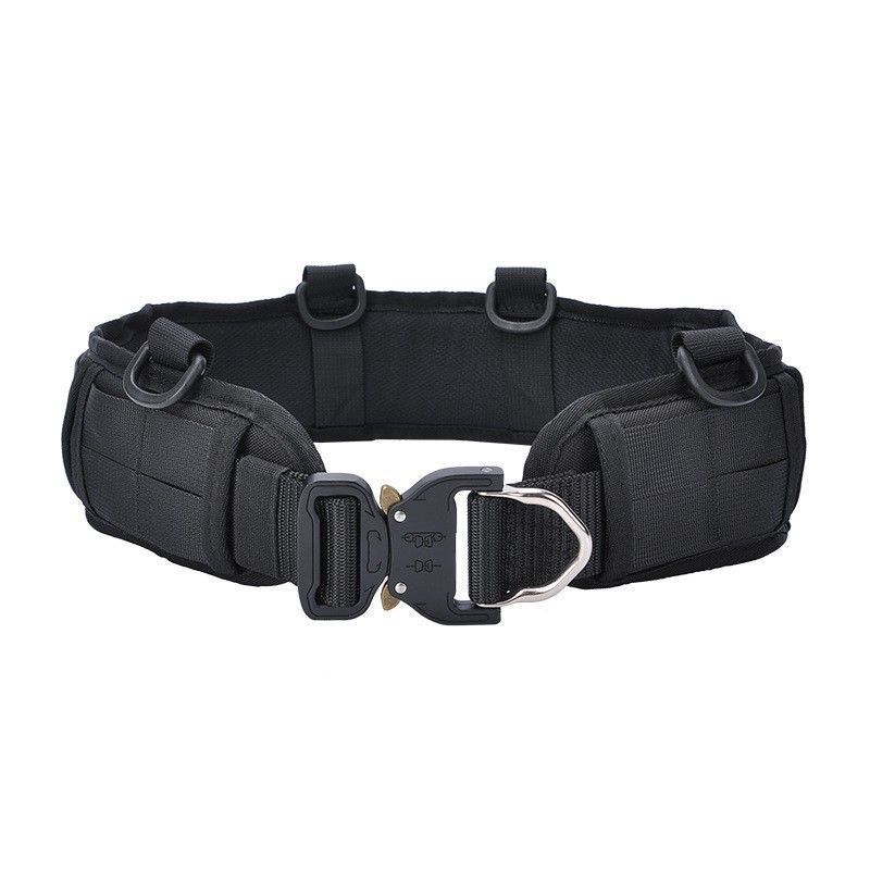 Fishing Belt - Schwarzer, gepolsterter, taktischer Angelgürtel mit verstellbarer